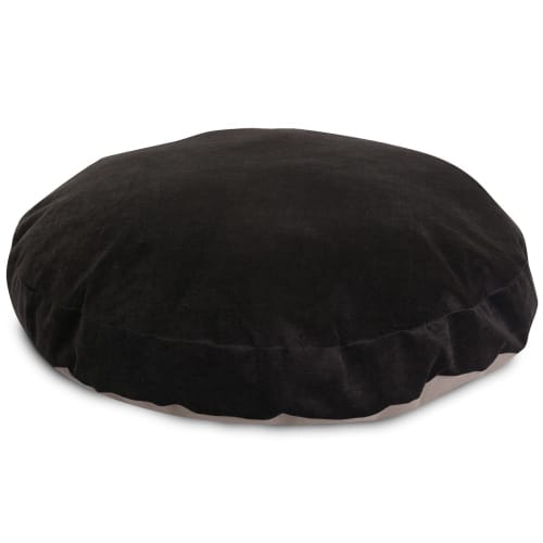 Pet Bed, Round, Plush Insert, Black Velvet, Large